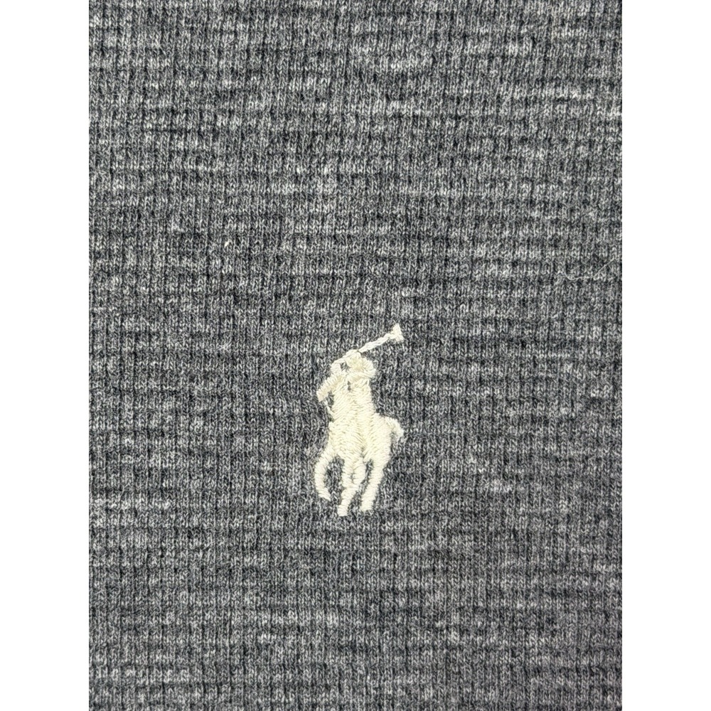 Polo Ralph Lauren Thermal Shirt Mens XL Gray Waffle Knit V‎ Neck Pony Logo - Picture 2 of 7